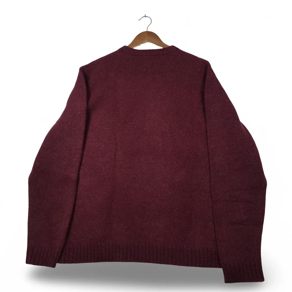 Vintage Eddie Bauer Lambswool Sweater Mens XL Burgundy Red Made in Australia NWT - Picture 2 of 10